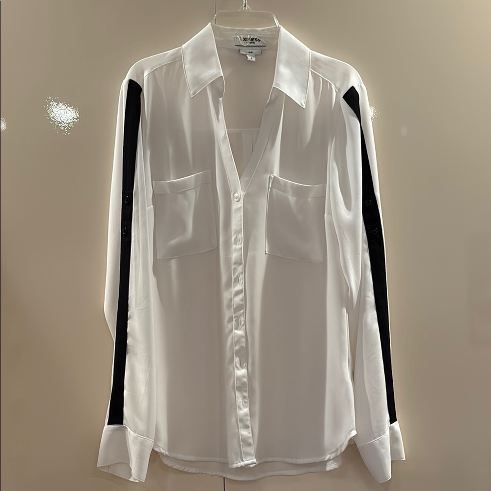 Express White and Black Blouse